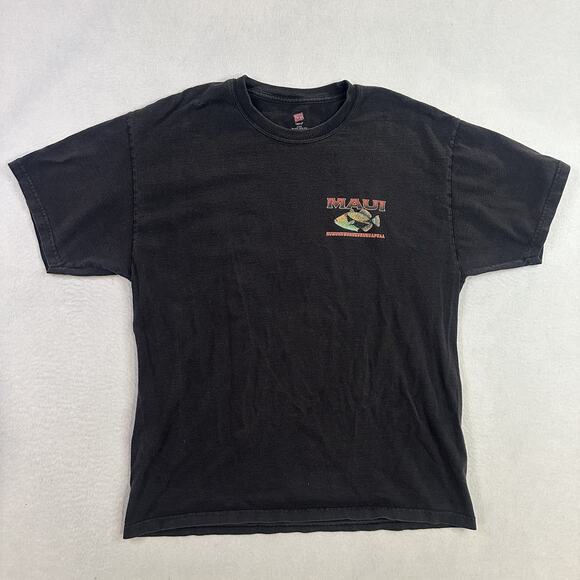 Maui Shirt Mens Large Black Humuhumunukunukuapuaa Hawaiian Triggerfish Tee Beach - Picture 1 of 9